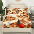 thumbnail image 3 of Manfei Orange Pumpkin Full Sheet Sets,Rustic Cabin Bedding Full Size,Thanksgiving Day Bed Sheets Set Full Size,Lightweight Autumn Room Decor,4-Piece, 3 of 6