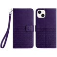 thumbnail image 1 of For Iphone 15 Plus Rhombic Texture Leather Phone Case With Lanyard(Purple),iPhone 15 Pro, 1 of 7