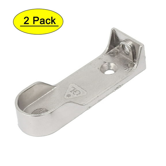 Uxcell 0.63" Pipe Dia Metal Nickel Plated Clothes Rod Bracket, 2 Pack