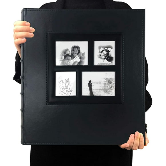 Photo Album 4x6 600 Photos Black Pages Large Capacity Leather Cover Wedding Family Photo Albums Holds 600 Horizontal and Vertical Photos (Black),JUN