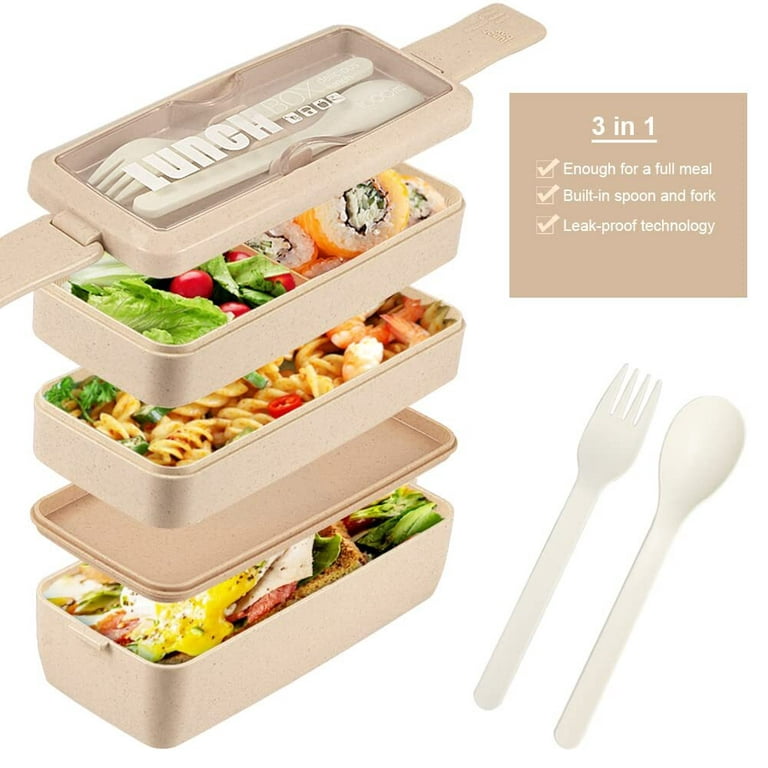 Bento box Japanese Lunch Box Kit (16 PCS) 3-In-1 Compartment, Leak