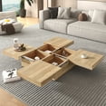 thumbnail image 4 of Euroco Square Veneer Coffee Table Sliding Top with Storage in Natural Wood Grain 39.4'', 4 of 15