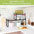 thumbnail image 3 of Expandable Cabinet Shelf  Rack, Stackable Kitchen Countertop  Storage Shelves, Adjustable Height Pantry Counter Shelf Riser Spice Rack (Black, 2 Pack), 3 of 6