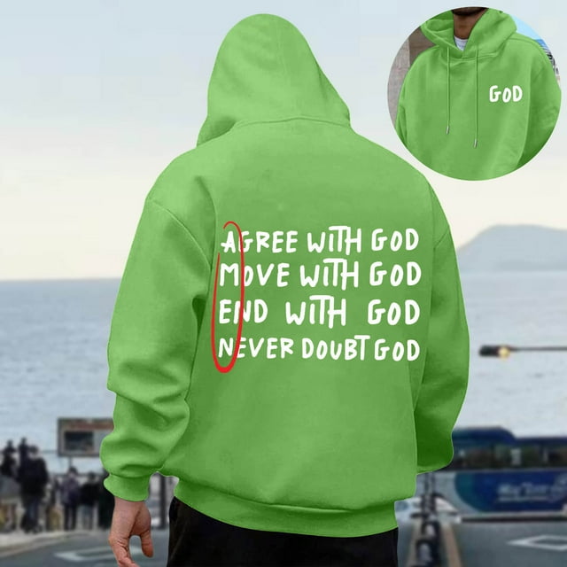 MHFRRA Sudadera Informal con Capucha para Hombre, de Manga Larga, con Diseño Estampado para Uso Diario, Cómoda Sudadera con Capucha para Otoño E Invierno Verde
