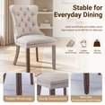 thumbnail image 6 of Paproos Dining Chairs Set of 2, Velvet Upholstered Dining Room Chairs with Button Tufted Back, Back Ring and Nailhead Trim, Modern Kitchen Chairs, Dinner Chairs with Solid Wood Legs, Beige, 6 of 13