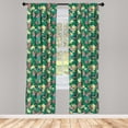 thumbnail image 2 of Ambesonne Tropical 4-Panel Curtains, Exotic Butterfly Plumeria, 56"x63", Forest Green Multicolor, 2 of 4