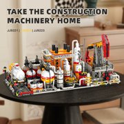 City Gas Station Building Set , 666PCS Oil Pump Toy Modular Industrial Chemical Plant Building with Storage Tank & Lab, STEM Engineering Building Blocks City for Kids & Adults