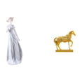 thumbnail image 1 of Figura de de una dama a caballo, estatua moderna nórdica de una niña, escultura animal, adorno grabado en resina para estante, armario, escr, 1 of 8