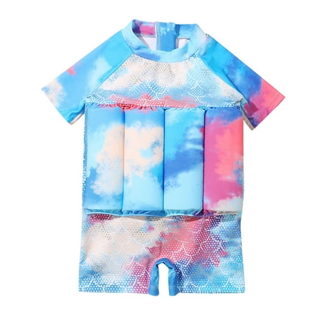 

Ausyst Swimsuit Toddler Baby Boys Float Suit Cartoon Cloud Short Sleeve Vest Buoyancy One-piece Bathing Suit Summer Clearance