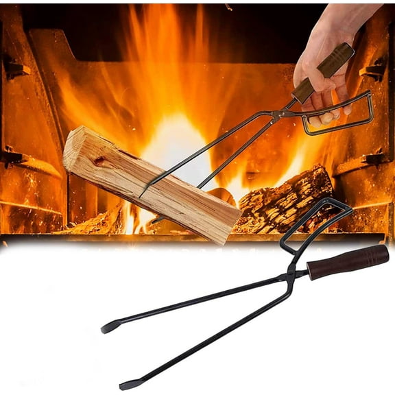 Fireplace Tongs, 40 cm Heavy Duty Firewood Tongs, Firewood Tongs, Firewood Accessories, Fireplace Tools, Anti-Scalding, Long Firewood Tongs, Firewood Tongs for Campfires and Stoves