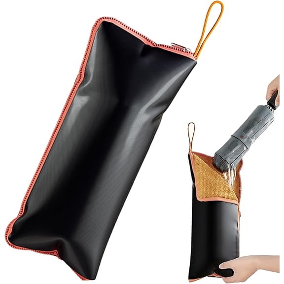 Waterproof Umbrella Storage Bag 11.02x4.7in Multi-Functional Water-Absorbing Umbrella Cover with Hanging Strap, Portable Wet Storage Folding Umbrella Sleeve for Car Travel Home Office(Q)
