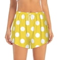 thumbnail image 3 of Uemuo Yellow And White Polka Dot Pattern Women's Athletic Shorts High Waisted Running Shorts with Liner Pockets Gym Elastic Workout Shorts-Small, 3 of 9