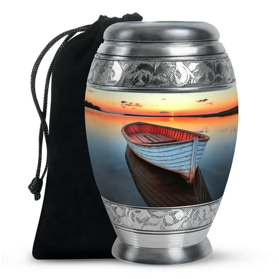 Boat Large Cremation Urns for Human Ashes Adult Male & Female, Burial Urns for Human Ashes, Funeral Urn for Ashes, Urn for Ashes for Women(Size - 10inch)