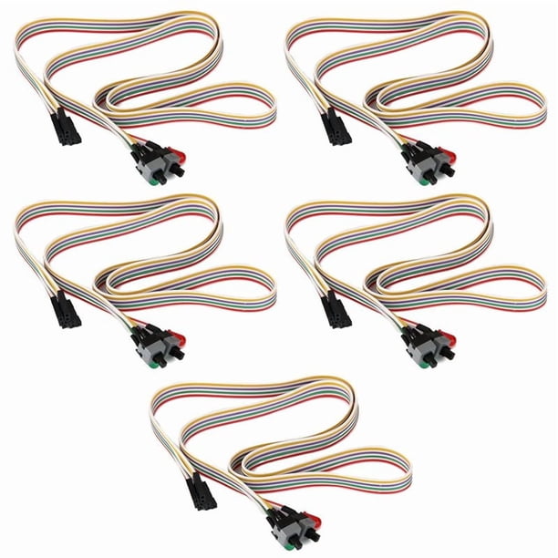 5X Cable de Potencia de Placa Base de Computador Pc Atx 2 Interruptor Encendido Con Luz Led Encendida / Apagada / Reinicia