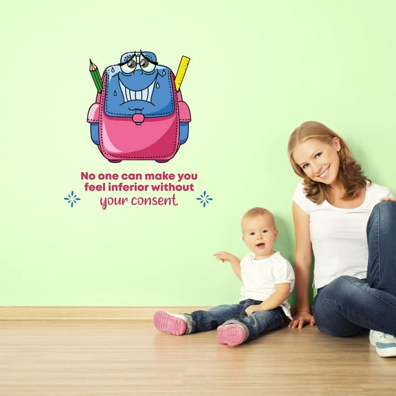 Inferior School Bag Class Life Quote Cartoon Quotes Decors Wall Sticker Art Design Decal for Girls Boys Kid Room Bedroom Nursery Kindergarten Home Decor Stickers Wall Art Vinyl Decoration (30x27 inch)