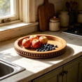 thumbnail image 6 of Wood Decorative Serving Tray with Bead, Round Vintage Wooden Ottoman Tray for Home Centerpiece, Counter Organizer, 12in Circle Tray for Kitchen, Living Room, 6 of 7