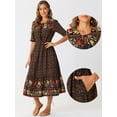 thumbnail image 2 of DARING DIVA Boho Midi Drawstring V Neck Dress XS Black, 2 of 6