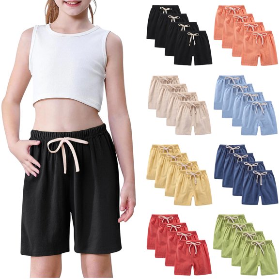 Dgankt Girls Clothes 4 Pack Youth Girls Athletic Shorts Quick Dry Active Shorts Big Girl Summer Sports Shorts for Running Dance Yoga on Clearance