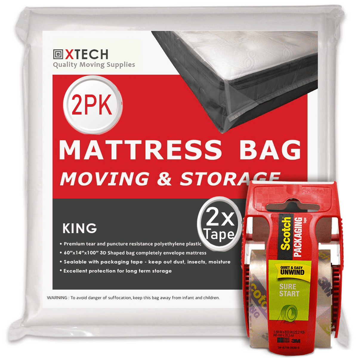 Mattress Bags For Moving Kit 2 PK King Size Matress Thick 3 Mil