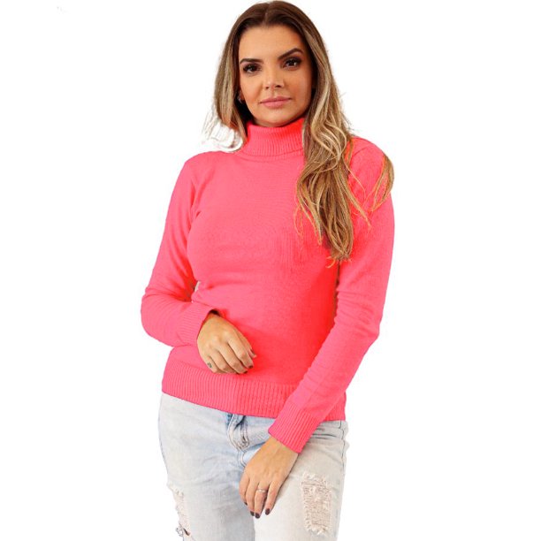 Blusa Mujer Manga Larga Cuello Alto Tricot Sweater Cacharrel Basic Elastano Deng Xun unisex