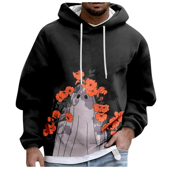 JHLZHS Mens Hoodie Zip up Men's Autumn and Winter Theme Printed Long Sleeve Hooded Hoodie Casual Comfortable Warm Jacket Mens Hoodies Graphic Green Mens Hoodies Graphic Anime Pullover