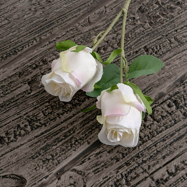 Flor artificial, plantas artificiales, decoración de flores falsas, rama de rosa de dos extremos, flor artificial, decoración del hogar, ramo de rosas, pared, flor artificial, rosa pegada