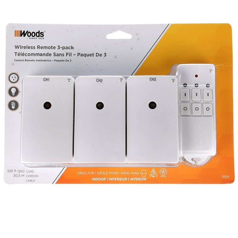 Woods 3-Outlet Indoor Plug-In Wireless Remote Control Timer