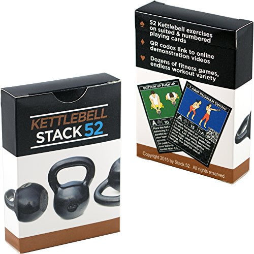 Home Fitness Training Program. Stack 52 Kettlebell Exercise Cards Learn Kettle Bell Moves and Conditioning Drills Video Instructions Included Workout Playing Card Game 