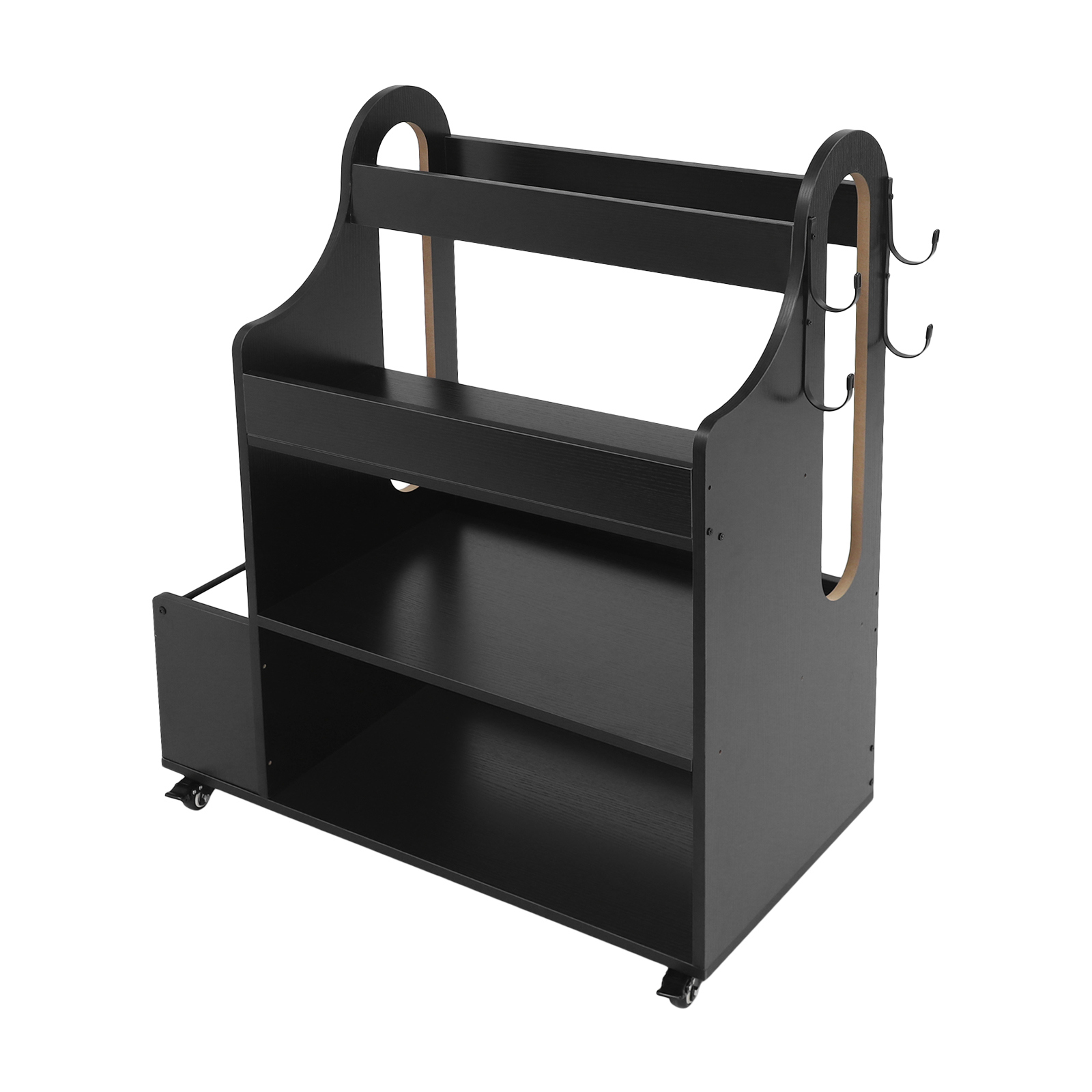 ToppiJoy Weight Rack for Dumbbells, Home Gym Storage Rack Yoga Mat Holder with Wheels and 4 Hooks, Workout Storage Weight Plate Stand, Each Tier Hold up 50lbs for Kettlebells, Foam Roller