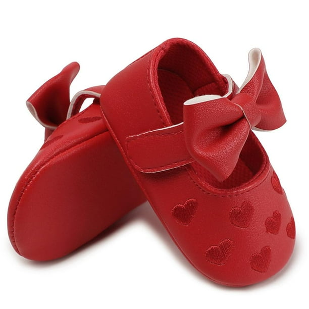 Calzado Antideslizante De Suela Blanda Para Bebé, Zapatos Bordados Con Patrón De Amor, Decoración De Lazo, Zapatos De Bebé Para Uso Diario Inevent BA001214-01