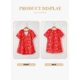 thumbnail image 4 of Camisa Eytino para mujer, talla grande, manga corta, cuello en V, gasa roja, 4 of 6