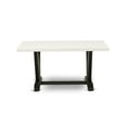 thumbnail image 6 of East West Furniture V626MZ606-7 7 Pc Dinner Table Set - Linen White Dining Table with 6 Shitake Wooden Dining Chairs - Wire Brushed Black Finish, 6 of 8