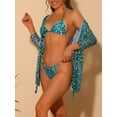 thumbnail image 2 of DARING DIVA Women's Leopard Print Halter Bikini Sets, 3-Piece Swimsuit XL Green, 2 of 6