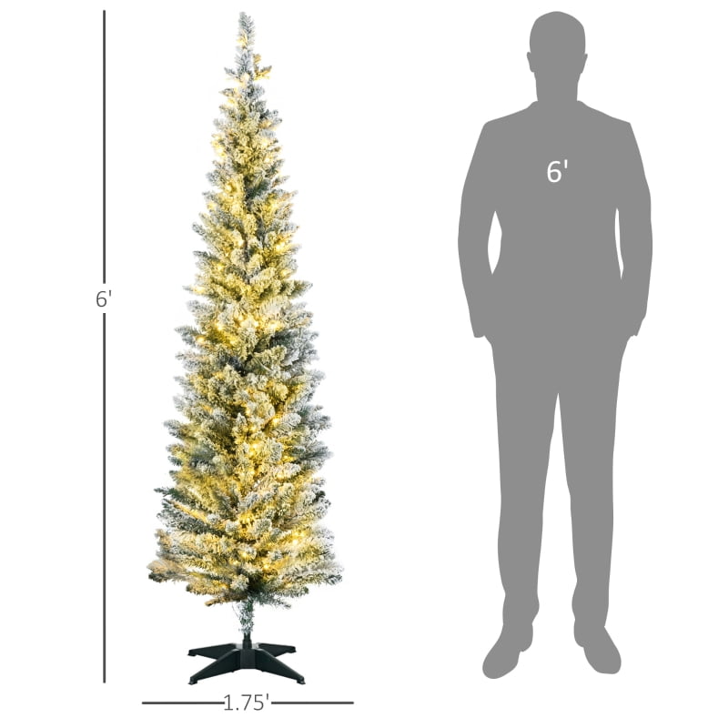 Alvantor Christmas Tree Pre-Lit Pencil with 390 Tips & LED Lights 21.75"x21.75"x72" 6ft Green