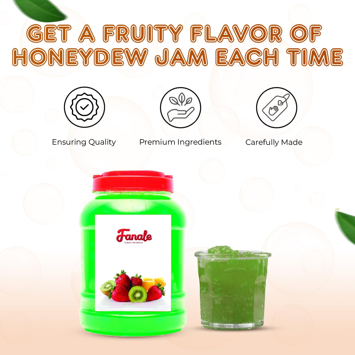 Fanale Honeydew Flavor Fruit Jam for Bubble Tea, Premium Flavoring Jam for Boba Tea, Smoothies, and Desserts, 9 lb (Pack of 4)