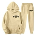 thumbnail image 4 of Aihuaihua Mens Track Suits New York Graphic Sweatshirt and Sweatpants Set Long Sleeve Sweatsuits Vintage Workout Jogging Suits Khaki L, 4 of 5