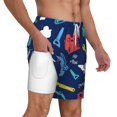 thumbnail image 3 of Goofa Colorful Excavator Printed Men's Swim Trunks Board Shorts Quick Dry Mens Swimming Trunks with Compression Liner,Breathable Fit Hawaii Beach Shorts-Small, 3 of 9