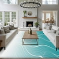 thumbnail image 4 of 6x9 Area Rugs for Living Room, Aqua Blue Geometric Non Slip Area Rugs for Kitchen Bedroom Entryway, Modern White Stripe Distortion Art Washable Carpet Runner Rug Floor Mats for Bedroom Home Decor, 4 of 9