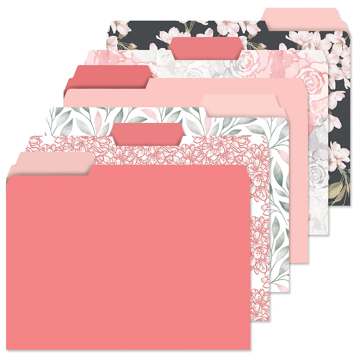 Current Charcoal & Coral File Folders Value Pack, Decorative, Set of 24, Staggered Tabs, 9.5 x 11.75