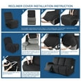 thumbnail image 6 of KINCAM Recliner Sofa Slipcover 3 Pieces Stretch Sofa Covers Reclining Couch Cover Furniture Protector with Pockets, Black, 6 of 9