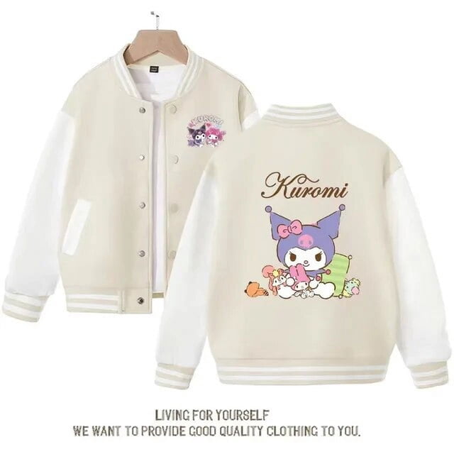 Sanrio Cinnamoroll Jacket Hello Kitty Kuromi Overcoat Woman Jacket Autumn Spring Kids Loose Sports Baseball Uniform Clothes Gift