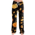 thumbnail image 2 of IYYVV Halloween Pajamas Gothic Pumpkin Bats Graphic Drawstring Pjs Halloween Cozy Comfortable Cute Candy Fall Clothes Dark Gray L, 2 of 6