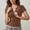 Coffee, variant on Women Basic Adjustable Zip Up Short Sleeve T-Shirt Workout Crop Top Double Lined Tank Slim Fitted Ruched Going Out Top Beige M