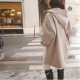 thumbnail image 3 of Nuevo abrigo de lana de invierno para mujer, abrigo de mezclas de lana holgado con capucha, chaqueta con botones de bocina, abrigo de lana para mujer de invierno, 3 of 5