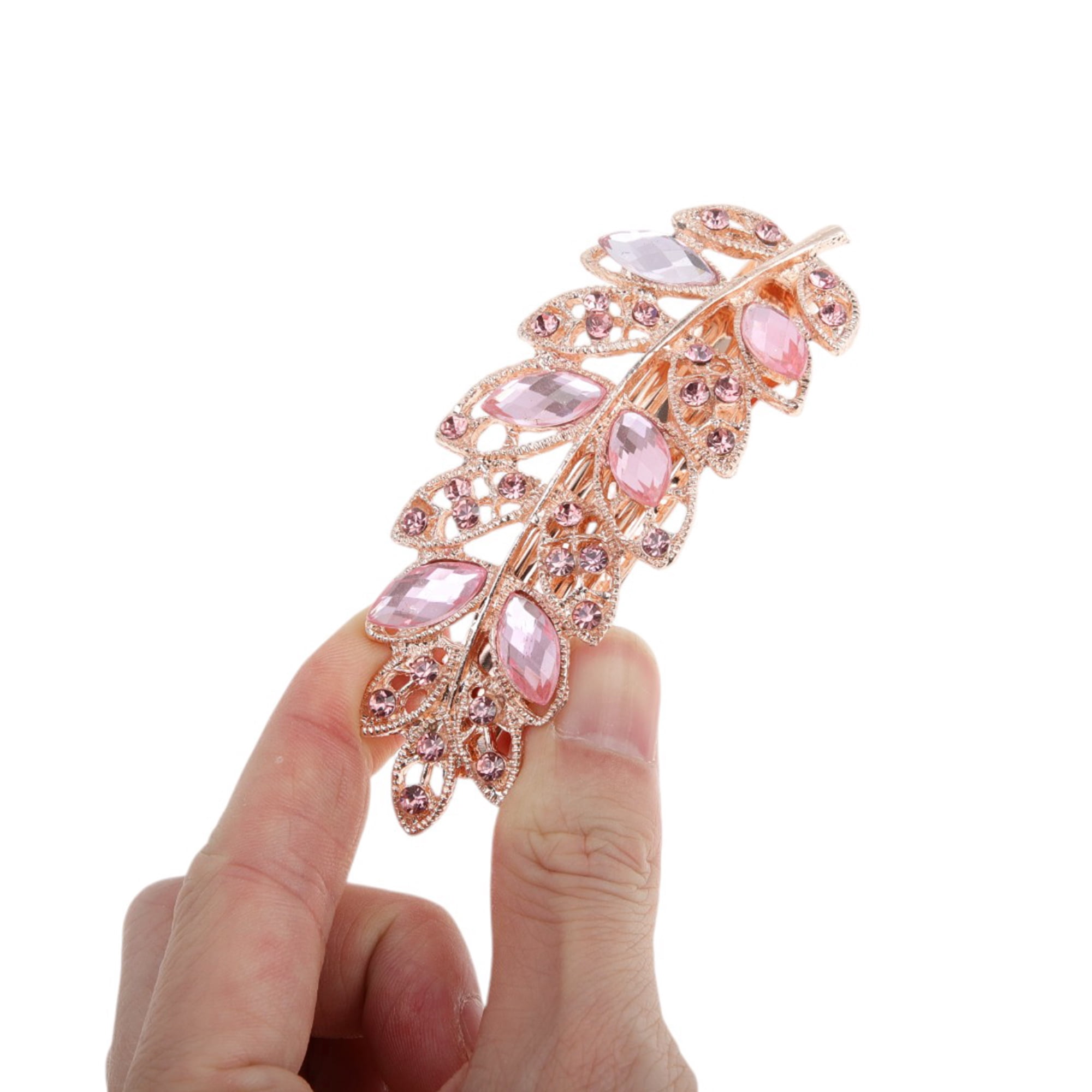 Unique Bargains Fashion Leaf Shape Hair Clips for Home Use and Daily Styling 1 Pc Pink