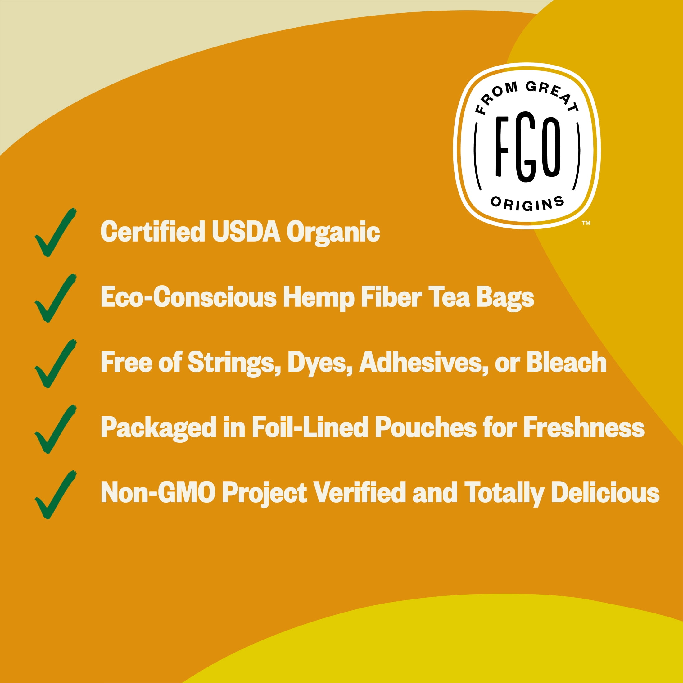 FGO Lemon Ginger Tea, Organic, Eco-Conscious Tea Bags (100 Count)