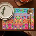 thumbnail image 5 of Colorful Pioneer Flower Pattern Summer Placemats Table Placemats Set Of 4-Linen Kitchen Washable Placemats Table Mats 11.8"x17.7" Non-Slip Heat Resistant, 5 of 6