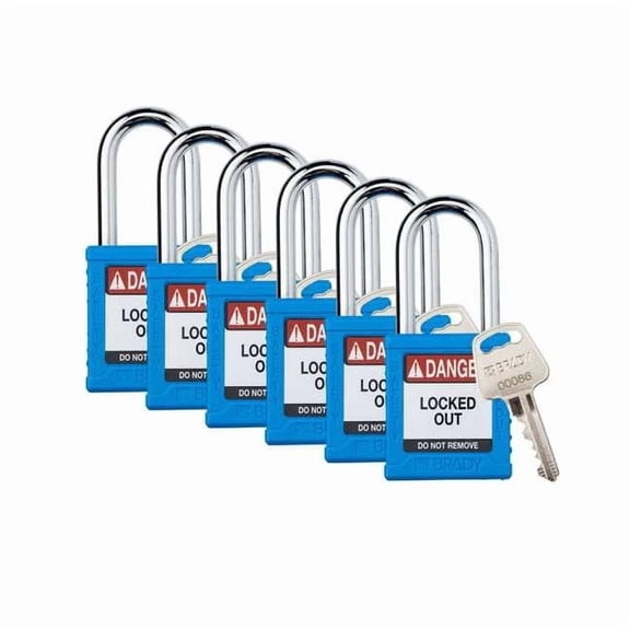 Brady Padlock,6 Pins,Blue,PK6 SDPL-BLU-38ST-KA6