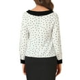 thumbnail image 3 of INSPIRE CHIC Women's Heart Print Contrast Collar Button Front Long Sleeve Shirt M White, 3 of 7