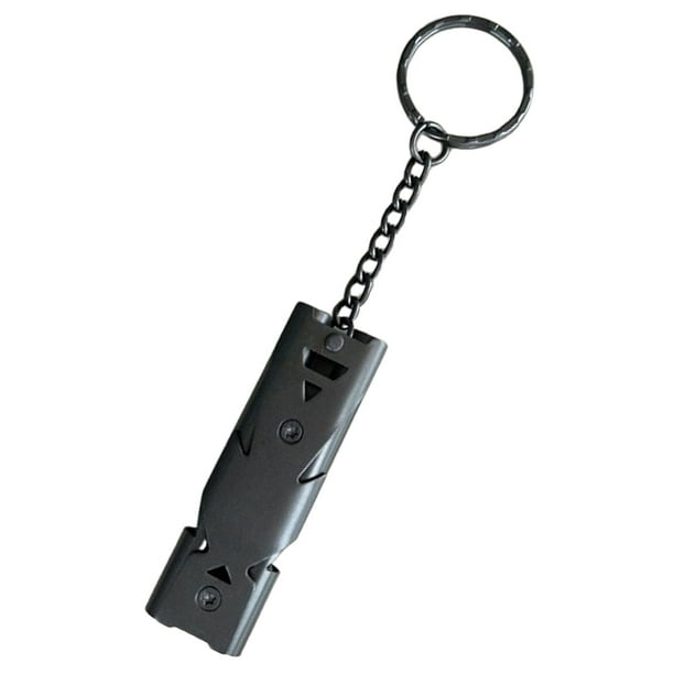Silbatos de supervivencia Sunnimix acero inoxidable doble tubo negro Silbato de seguridad portátil